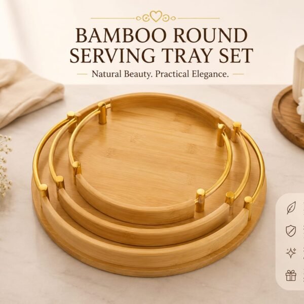 Bamboo Round Serving Tray Set